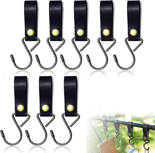 8 Pezzi Ganci a S in Pelle, Ganci a S Cucina Ganci in Acciaio Inox, Ganci Attaccapanni Forma di S Multifunzionale, Gancio a S in Metallo Resistente Doppio Gancio Adatto per Cucina, Bagno, Giardino - Honorern