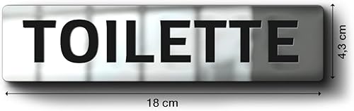 Segnale targa Toilette WC Bagno in metacrilato color Argento Specchio per Toilette WC Bagno mm 180x43x3 - Honorern