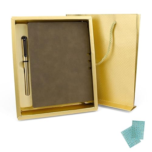 HERKINDNESS Taccuino A5, Marrone Taccuino Appunti, Quaderno A5 con Penna e Adesivi Alfanumerici, Presa Comoda, per Uso Personale Anche Come Regali e Souvenir - Honorern