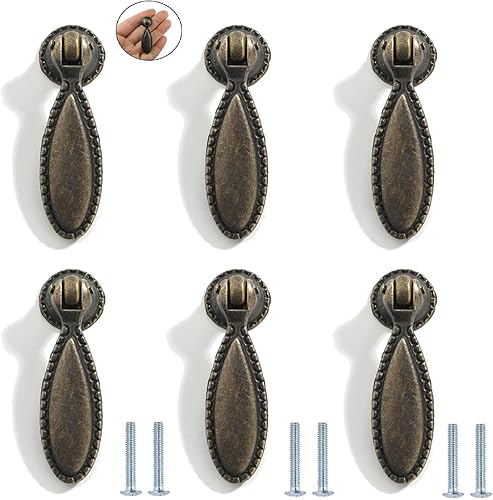 Pomelli Per Mobili Moderni 6 Pezzi Singolo Foro Bronzo Verde Porta Dell'Armadio Guardaroba Maniglia Retrò Pomello In Lega Di Zinco Pomello Per Porta Piatto Rotondo Verde Bronzo - Honorern
