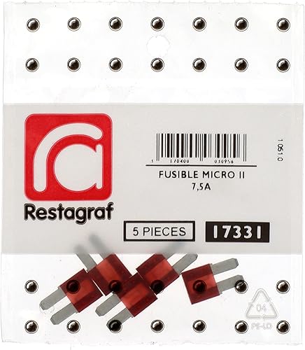 Restagraf Fusibile piatto Micro II 32 V 7,5 A compatibile con veicoli tipo: Ford Opel Kia Volvo (confezione da 5 pezzi), marrone - Honorern