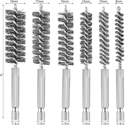 Spazzola per fori in acciaio inossidabile, Spazzole a Filo per Cilindri Acciaio Inox Spazzola, Spazzole per Tubi da Forno, Spazzola Cilindrica Con Filo D'acciaio , 6 Pezzi (6) - Honorern