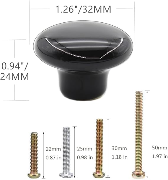 Confezione da 10 verde tondo pomelli per mobili, in stile vintage,in ceramica, per maniglie porte, armadi, cassetti e credenze - Diametro 32 mm - con Viti in 4 Lunghezze - Honorern