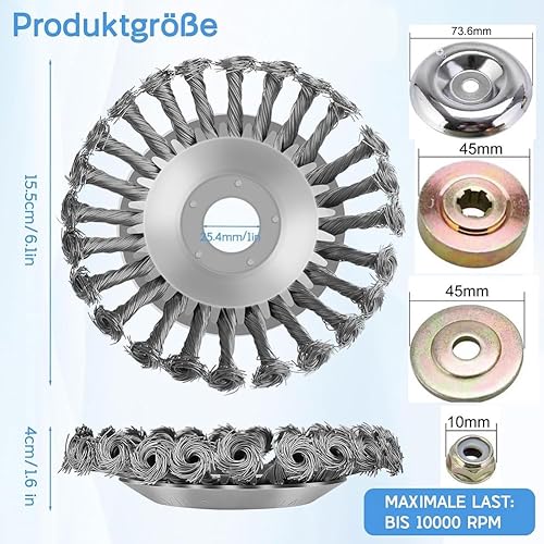 Spazzola per Decespugliatore 200 x 25,4mm, Testina Decespugliatore Giardino in Acciaio, Filo Solido Annodato Erba Spazzola per Erbacce, Può Rimuovere Efficacemente Erbacce, Muschio (B) - Honorern
