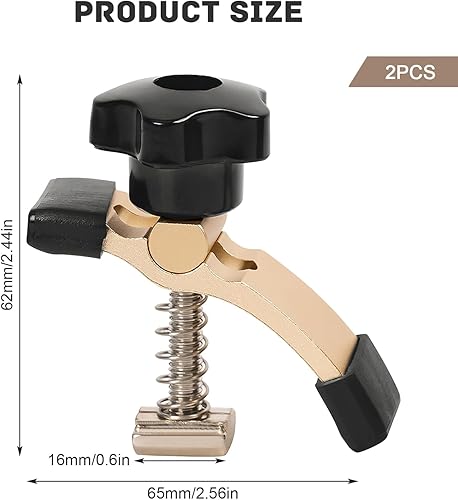 2 Pezzi di Morsetti di Fissaggio T Track, Trattamento Galvanico + Copertura Protettiva in Gomma, Possono Premere Oggetti Spessi 45 mm, Adatti per la Lavorazione del Legno e dei Metalli (Giallo + Nero) - Honorern