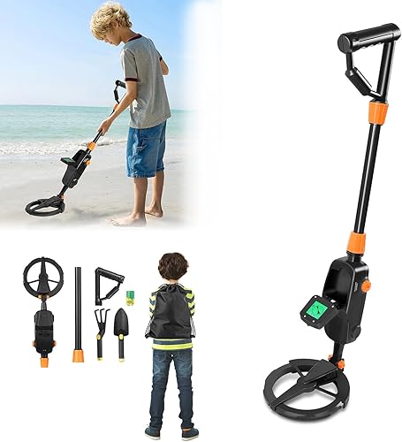 Metal Detector, rilevatore di metallo, per bambini, rilevatore di metallo, con zampe, borsa zaino e batterie, display LCD e allarme acustico, per bambini e adulti - Honorern