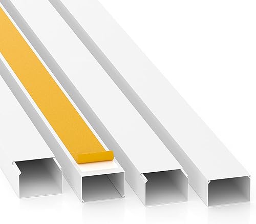 Canalina passacavi autoadesiva da 20 m, con nastro adesivo in schiuma, pronta per il montaggio, Bianco - Honorern