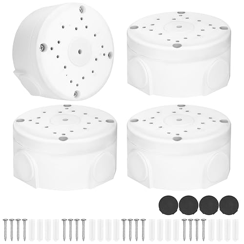 4 Pezzi Scatole di Giunzione per Telecamere Alluminio, Scatola Cavi Impermeabile per Telecamere Bullet, per Montaggio a Parete e Soffitto - Honorern