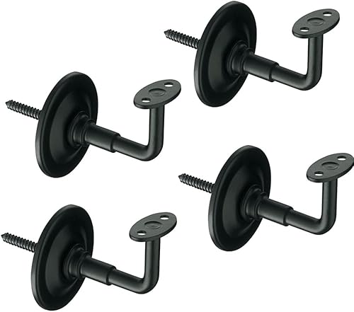 Confezione da 4 supporti per corrimano | ringhiera per scale resistente e durevole | montaggio a parete | acciaio | Colore: nero opaco | Include: viti e tasselli - Honorern