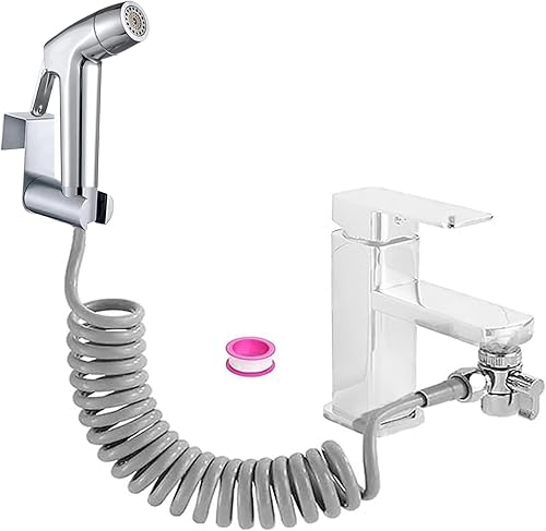 Set per bidet, doccetta in plastica ABS, set per pannolini in tessuto per bambini, con dispenser per rubinetto, modalità doppio getto, ugello, tubo per molle, supporto da parete - Honorern