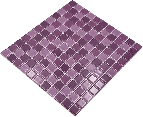 Piastrelle a mosaico, traslucide, in vetro di colore viola, per pareti, bagno, doccia, cucina, specchio, rivestimento, vasca da bagno, mosaico - Honorern