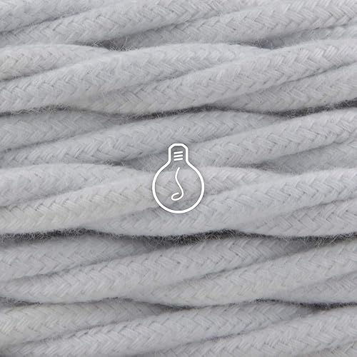 Amarcords - Cavo elettrico tessile colore BIANCO, trecciato, cotone, 3 metri, con messa a terra 3x0,75mm - Filo rivestito in tessuto colorato vintage per lampade lampadari applique e abat jour. - Honorern