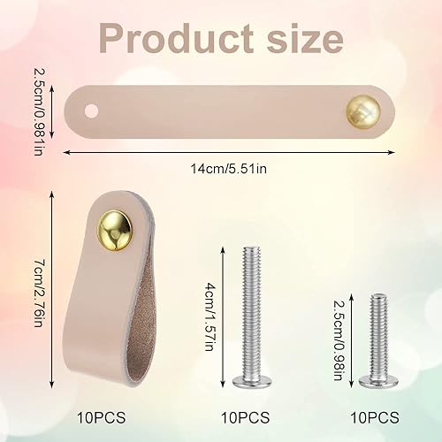 10 Pezzi Maniglia per Mobili in Pelle Maniglia per Porta in Pelle Maniglie per Armadio in Pelle Maniglia per Porta della Cucina in Pelle Maniglia per Porta dell'armadio in Pelle con 20 Viti - Honorern