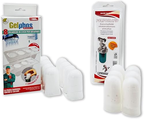 Gelphos Rapid 8 Ricariche Polifosfati per Caldaia Ricarica + 6 Cartucce Polifosfati per Caldaia - 14 pz Polifosfati per Caldaia Ricarica pronti all'uso per Dosatore Polifosfati - Honorern