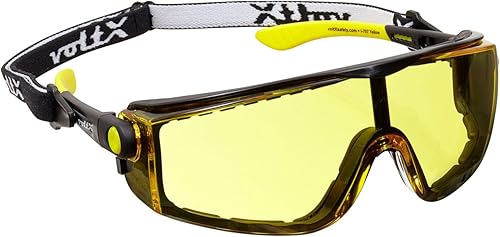 voltX 'QUAD' 4 in 1 - Occhiali di sicurezza - GIALLO - con inserto in gommapiuma e fascia rimovibile - certificazione CE EN166F - Honorern