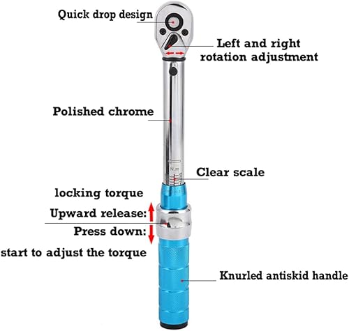 ThreeH Chiave Dinamometrica a Libbra in pollici 1/4-inch Drive 1-6 Nm/0.7-4.5ft-lb Kit Manutenzione per Biciclette per bici da Strada e Mountain Bike Moto Multitool - Honorern