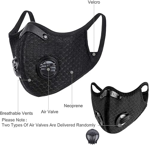 AOPERK Maschera antipolvere con 4 filtri extra a carbone attivo, maschera traspirante lavabile e riutilizzabile per allergie ai pollini, lavorazione del legno, corsa, ciclismo, attività all'aperto - Honorern