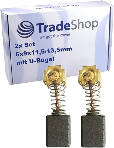 2 spazzole di carbone per motore, 6 x 9 x 11,5/13,5 mm, per utensili elettrici come trapano, smerigliatrice orbitale, seghetto alternativo, tagliasiepi e molti altri - Honorern