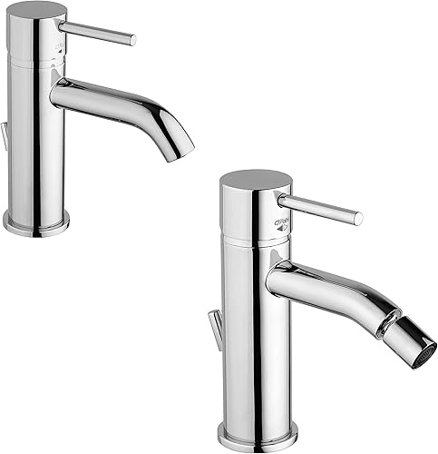 💧 Paini COX OPEN Set Miscelatori Lavabo + Bidet con Snodo Cromato - Scarico Automatico 1'1/4 + Piletta e Flessibili (78CR211O + 78CR306O) - Honorern