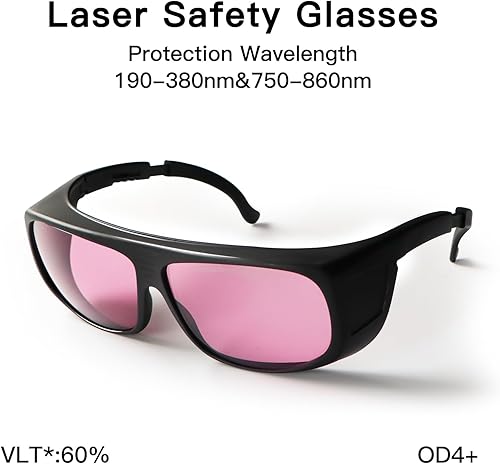Occhiali di Protezione Laser OD4+ 190-380nm & 750-860nm,808nm, 830nm, Protezione per Gli Occhi con Occhiali Laser a Luce UV e Vicino Infrarosso con Custodia. - Honorern