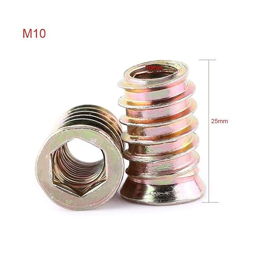 20Pcs Vite in acciaio al carbonio zincato con dado, dadi con inserto filettato a esagono incassato per mobili in legno(M10*25mm) - Honorern