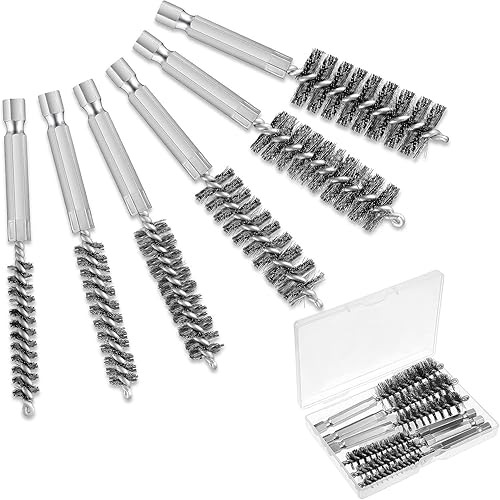 Spazzola per fori in acciaio inossidabile, Spazzole a Filo per Cilindri Acciaio Inox Spazzola, Spazzole per Tubi da Forno, Spazzola Cilindrica Con Filo D'acciaio , 6 Pezzi (6) - Honorern