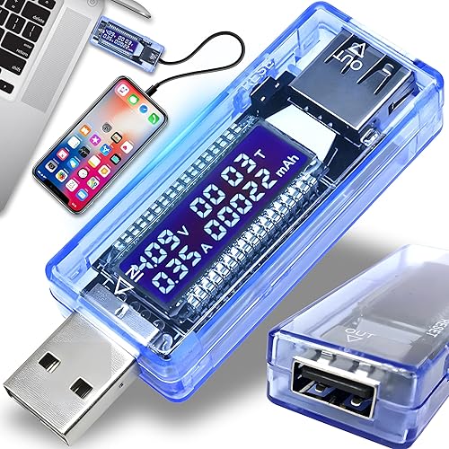 Multimetro USB multimetro con display LCD, 4 V – 20 V, tensione di corrente digitale USB, voltmetro, amperometro, capacità di alimentazione di alimentazione, capacità mAh - Honorern