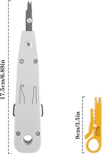 Punch Down Attrezzo per Prese di Rete, con Mini Spellafili, Pinza Crimpatrice di Impatto per Fissaggio Alimentazione Rete per Prese di Rete, Attrezzo Inseritore (Grigio) - Honorern