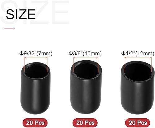 sourcing map Set di 30 tappi rotondi in gomma da 7 mm, 10 mm, 12 mm, in vinile trasparente, per viti e filettature - Honorern