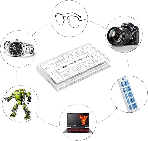 1000 Pezzi Kit di Riparazione Occhiali, Micro Kit di Riparazione Viti, Assortimento Tool Kit con Cacciavite, Strumento di Riparazione Degli Occhiali Kit per Orologi Cellulare Gioielli Elettronico - Honorern