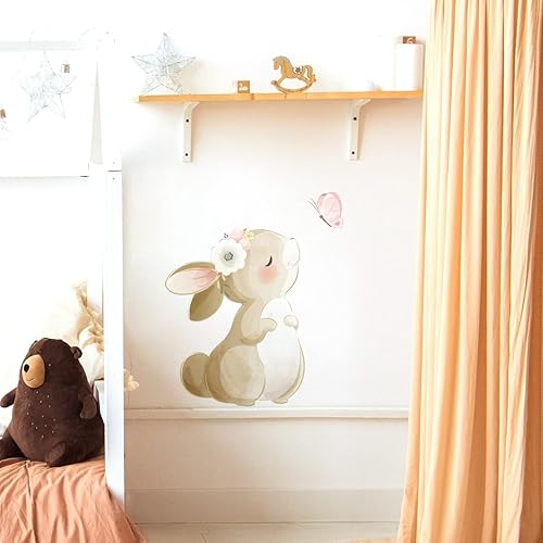Adesivi Murali Coniglietti Carini Stickers Murali Baci di Coniglio Farfalla Decorazioni Murali Rimovibili per la Camera dei Bambini Ragazze Soggiorno Camera da Letto Decor - Honorern