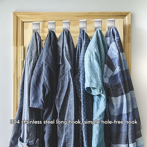 4 Pezzi Ganci Porta Gancio Sopraporta in Acciaio Inox Appendino da Porta Ganci Appendiabiti da Porta per Porta Guardaroba e Mobili Bagno Senza Forare - Honorern