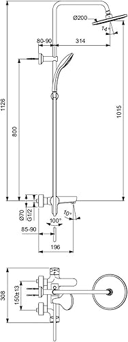 Ideal Standard - Cerafine O, Colonna doccia meccanica con deviatore, Nero seta - Honorern