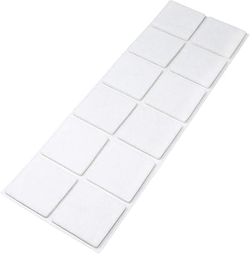 Adsamm® / 12 x feltrini autoadesivi/Bianco / 40x40 mm/Quadrato/piedini per mobili in feltro da 3.5 mm di spessore/pad protettivi per arredi - Honorern
