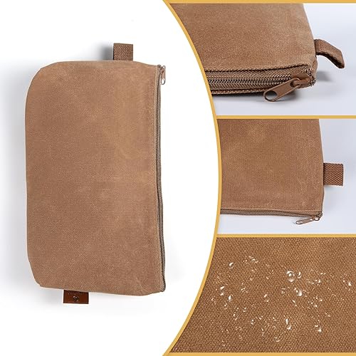 Borsa portautensili in tela 3 misure con cerniera, organizer per borse degli attrezzi, robusta borsa in tela cerata con chiusura lampo, borsa organizer per utility, tasche per riporre oggetti (cachi) - Honorern