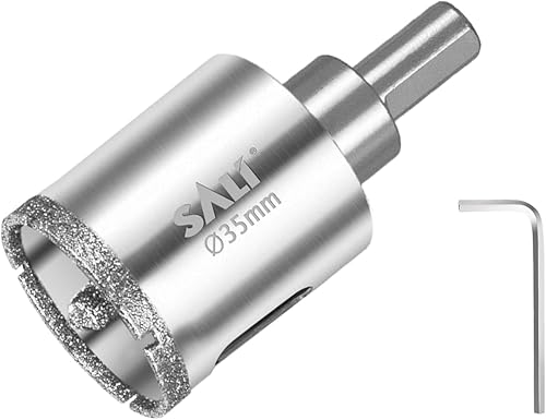 Sega a tazza diamantata da 35 mm con punta di centraggio, punta per vetro con rivestimento diamantato, acciaio diamantato, corona cava, trapano per piastrelle, per foratura in ceramica - Honorern