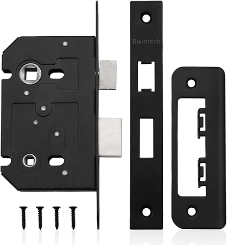 2 serrature da bagno nere opache, 65 mm, per porte interne e porte del bagno, chiusura reversibile - Honorern