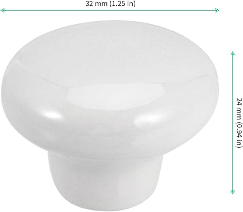 24 pomelli bianchi per mobili in ceramica, 32 mm, rotondi, per porte, cassetti, armadi, cucina, soggiorno, bagno, cucina, ufficio, ecc - Honorern