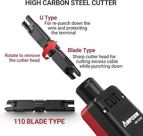 AMPCOM AM-918B - Strumento di perforazione RJ45 con gancio per cavi - Honorern