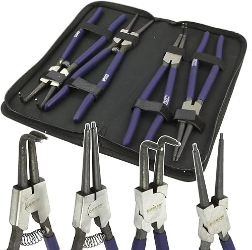 Set Pinze per Anelli Elastici Seeger 12' pollici 4pz 300mm con Custodia - Honorern