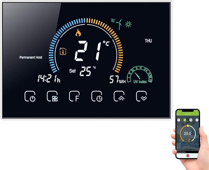 Termostato Smart Wi-Fi per riscaldamento - contatto pulito - con display LCD a colori adatto a scatola 503 - compatibile con Alexa e Google Home e IFTTT - aggiornamento firmaware marzo 2021 - Honorern