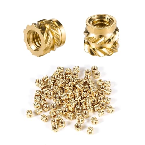 AIEX 100 Pezzi Dadi in Ottone per Stampa 3D, Inserti Filettati M2 Dado Zigrinato Ottone con Filettatura Femmina per Stampa 3D Loptop Automobilistica Guscio in Plastica (M2x3x3.5mm) - Honorern