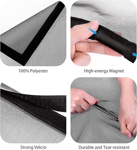 Zanzariera per Finestra Scorrevole 133 x 133 cm Anti Zanzare Calamite Tenda Autoadesiva Traspirante per Porte e Finestre Soggiorno Finestra, Bianco - Honorern