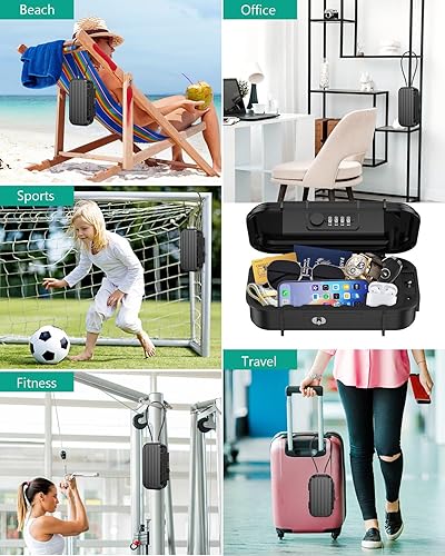 ORIA Cassaforte Portatile con Combinazione 4 Cifre, Mini Cassaforte Sicurezza Antifurto Impermeabile con Cavo Metallico Rimovibile per Casa Viaggio Ufficio Hotel, Cavo Metallico Rimovibile - Honorern