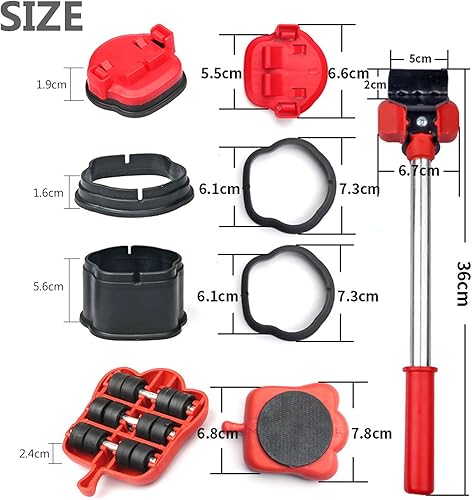 Set di 13 sollevatori per mobili, ruote multifunzione con 8 regolatori di altezza, per mobili, per il trasporto di mobili, carico massimo 300 kg - Honorern