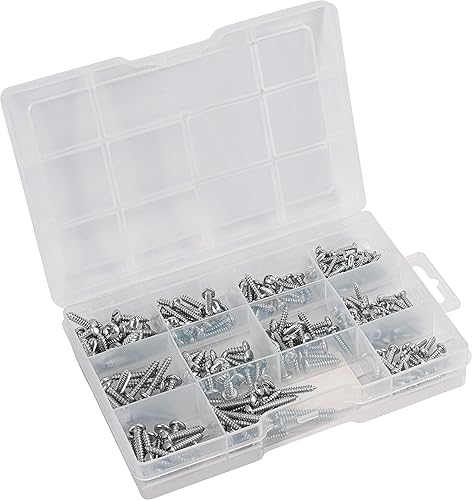 Connex DP8500119 - Set di viti autofilettanti assortite, 265 pezzi, varie dimensioni, testa a croce PH, viti zincate completamente filettate, scatola assortita - Honorern