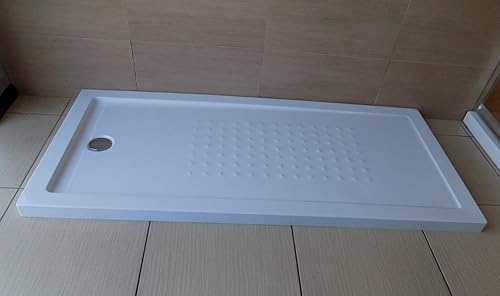 Piatto doccia in acrilico bianco ultraflat h.5cm completo di piletta scarico MILO (70x90 cm) - Honorern