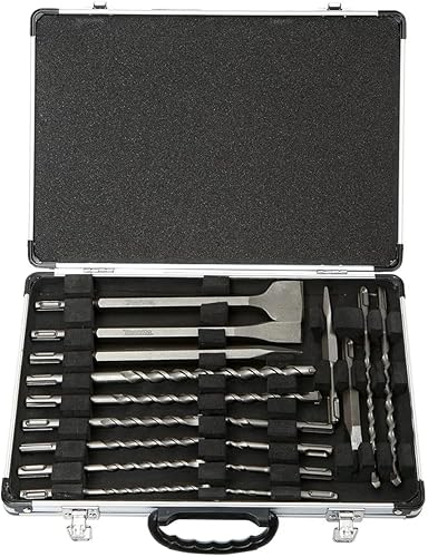Makita D-19168 per SDS-PLUS Hammers - Punte trapano e scalpelli, Argento, set 17 pezzi - Honorern