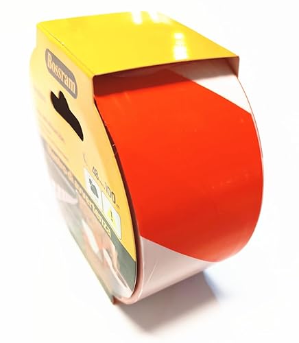 Nastro di Avvertenza 48mm x 100 MT Rosso/Bianco, Nastro Segnaletico per Zone Pericolose ed Inaccessibili, Rotolo100 metri - Honorern