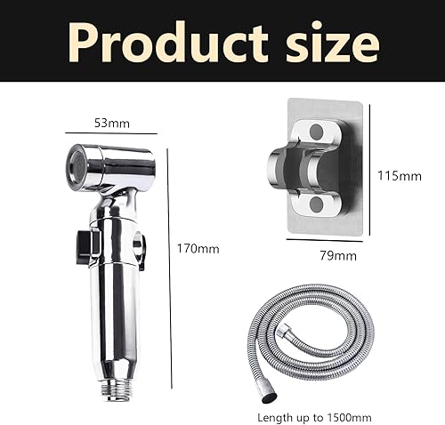 Idroscopino,Doccetta per Bidet,Doccino per Bidet Doccino Anale,Idroscopino per Wc con Tubo 150 cm E Supporto No-Drill,Doccino per Lavandino per Bagno,Cucina,Doccetta Bidet,Doccino Bidet Argento - Honorern